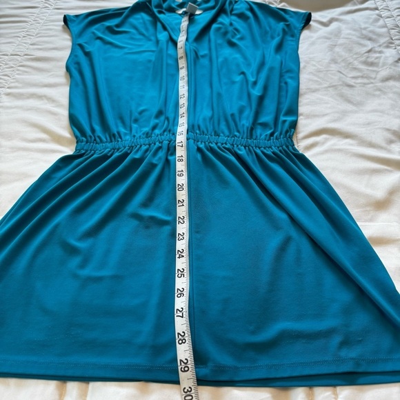 White House Black Market Teal Blue Sleeveless V-Neck Dress Mini Size Small - Picture 6 of 9
